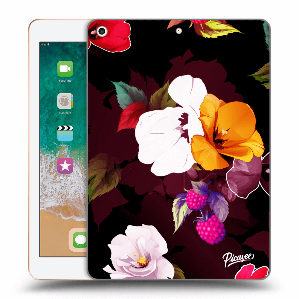 Picasee silikónový čierny obal pre Apple iPad 9.7" 2018 (6. gen) - Flowers and Berries