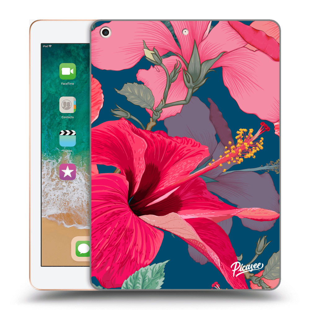 Picasee silikónový čierny obal pre Apple iPad 9.7" 2018 (6. gen) - Hibiscus