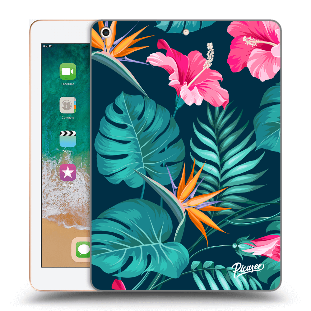 Picasee silikónový prehľadný obal pre Apple iPad 9.7" 2018 (6. gen) - Pink Monstera