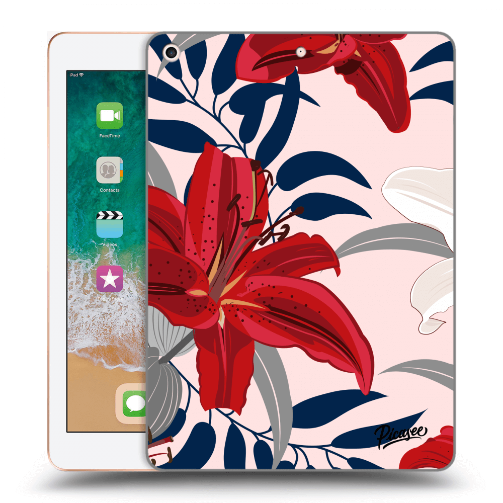 E-shop Silikónový prehľadný obal pre Apple iPad 9.7" 2018 (6. gen) - Red Lily