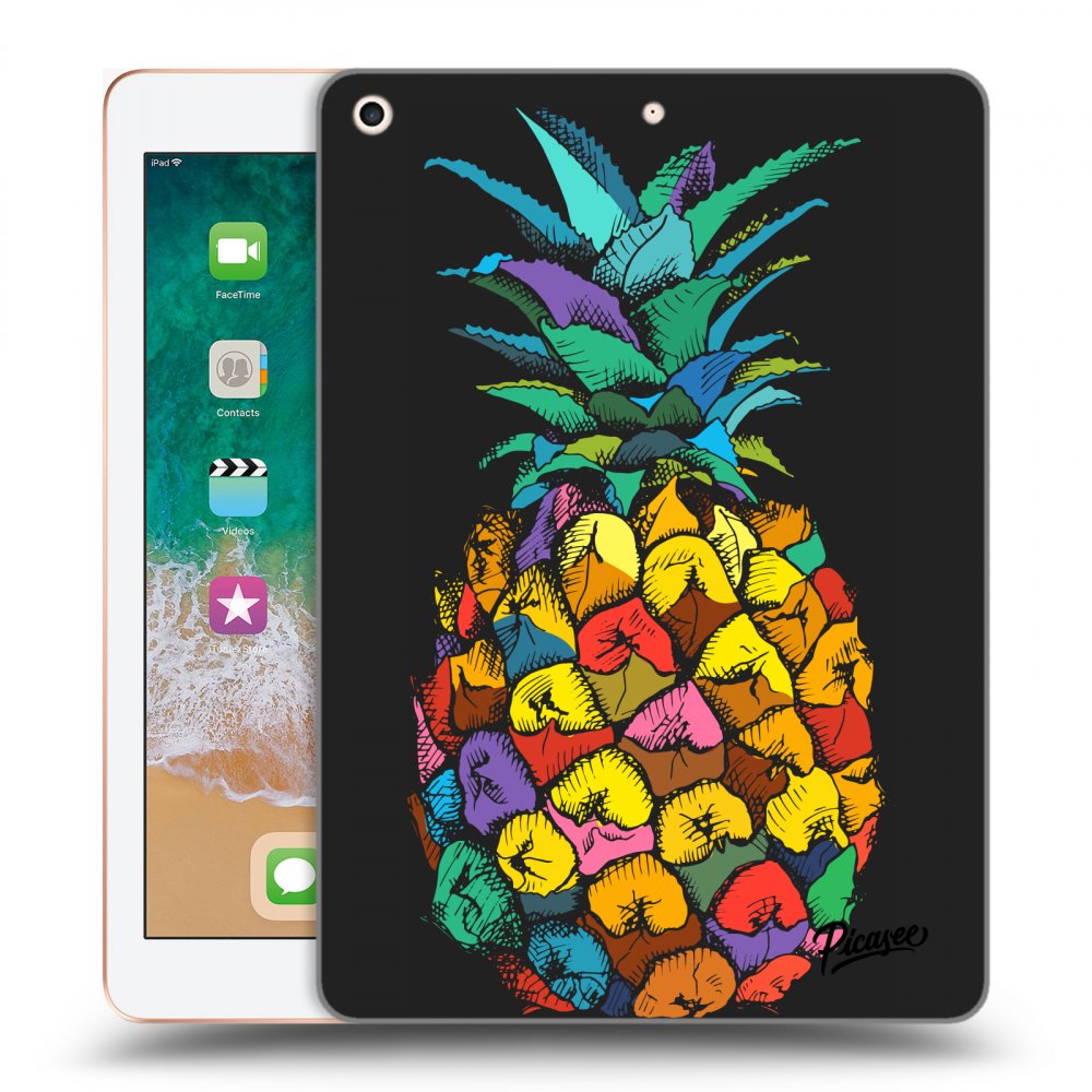 Picasee silikónový čierny obal pre Apple iPad 9.7" 2018 (6. gen) - Pineapple