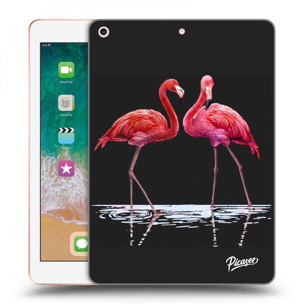 Picasee silikónový čierny obal pre Apple iPad 9.7" 2018 (6. gen) - Flamingos couple