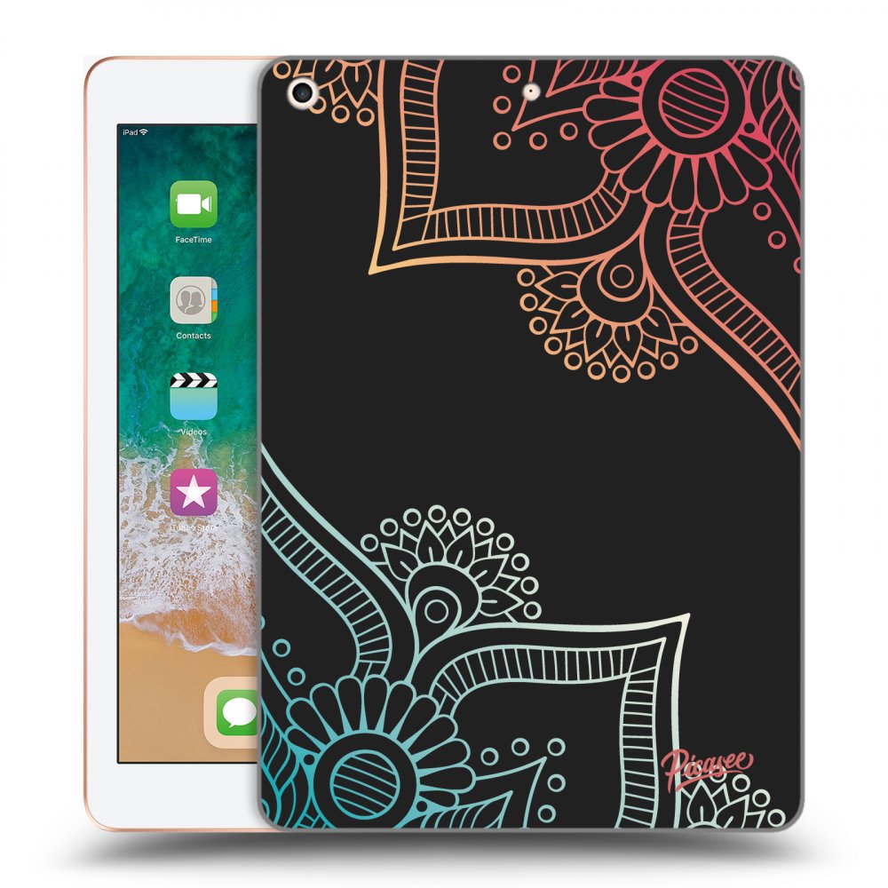 Picasee silikónový čierny obal pre Apple iPad 9.7" 2018 (6. gen) - Flowers pattern