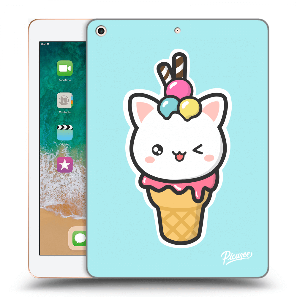 Picasee silikónový prehľadný obal pre Apple iPad 9.7" 2018 (6. gen) - Ice Cream Cat
