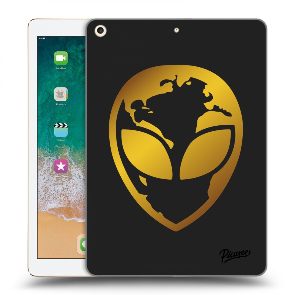 Picasee silikónový čierny obal pre Apple iPad 9.7" 2017 (5. gen) - EARTH - Gold Alien 3.0