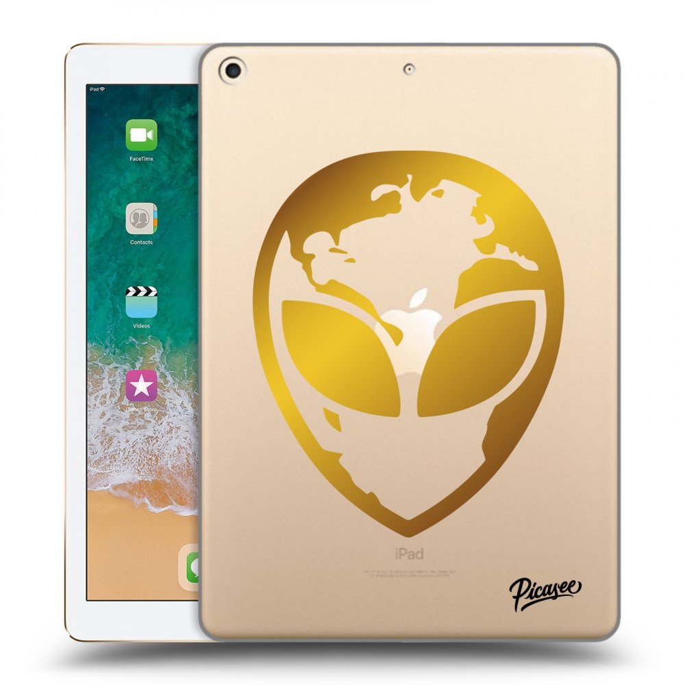 Picasee silikónový prehľadný obal pre Apple iPad 9.7" 2017 (5. gen) - EARTH - Gold Alien 3.0