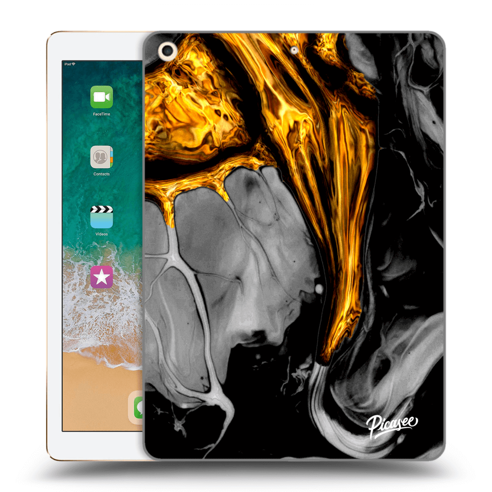 Picasee silikónový prehľadný obal pre Apple iPad 9.7" 2017 (5. gen) - Black Gold