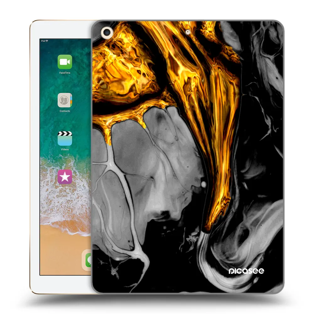 Picasee silikónový prehľadný obal pre Apple iPad 9.7" 2017 (5. gen) - Black Gold