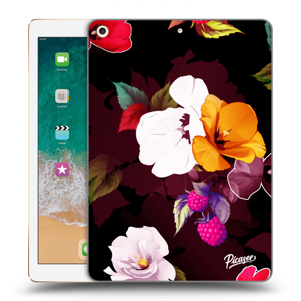 Picasee silikónový čierny obal pre Apple iPad 9.7" 2017 (5. gen) - Flowers and Berries