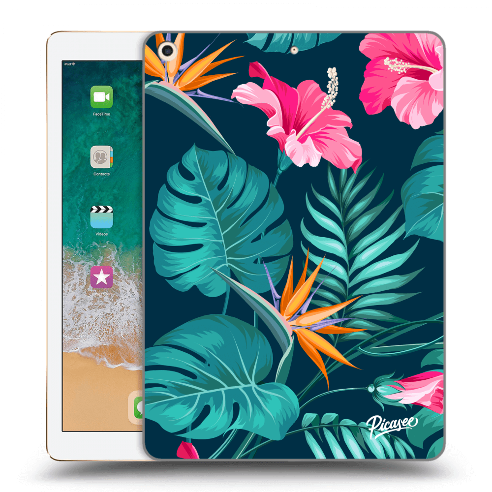 Picasee silikónový prehľadný obal pre Apple iPad 9.7" 2017 (5. gen) - Pink Monstera