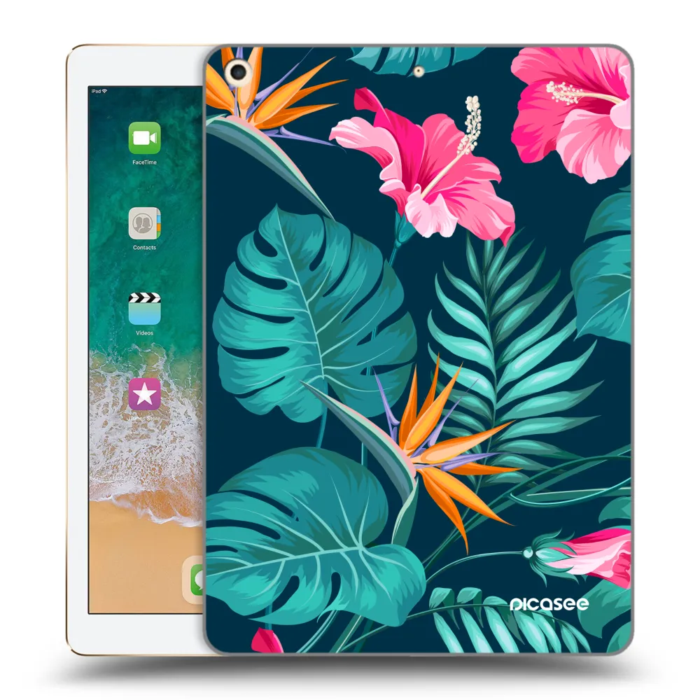 Picasee silikónový prehľadný obal pre Apple iPad 9.7" 2017 (5. gen) - Pink Monstera