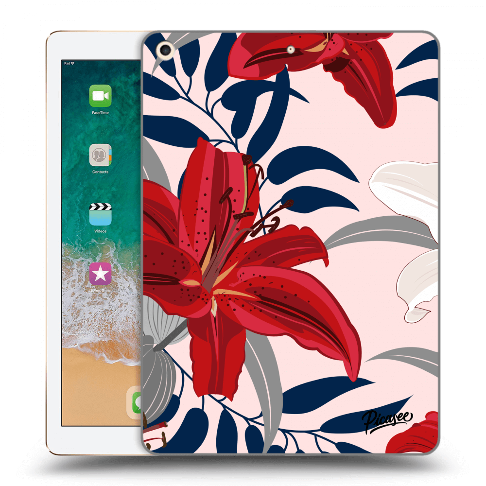 Picasee silikónový čierny obal pre Apple iPad 9.7" 2017 (5. gen) - Red Lily