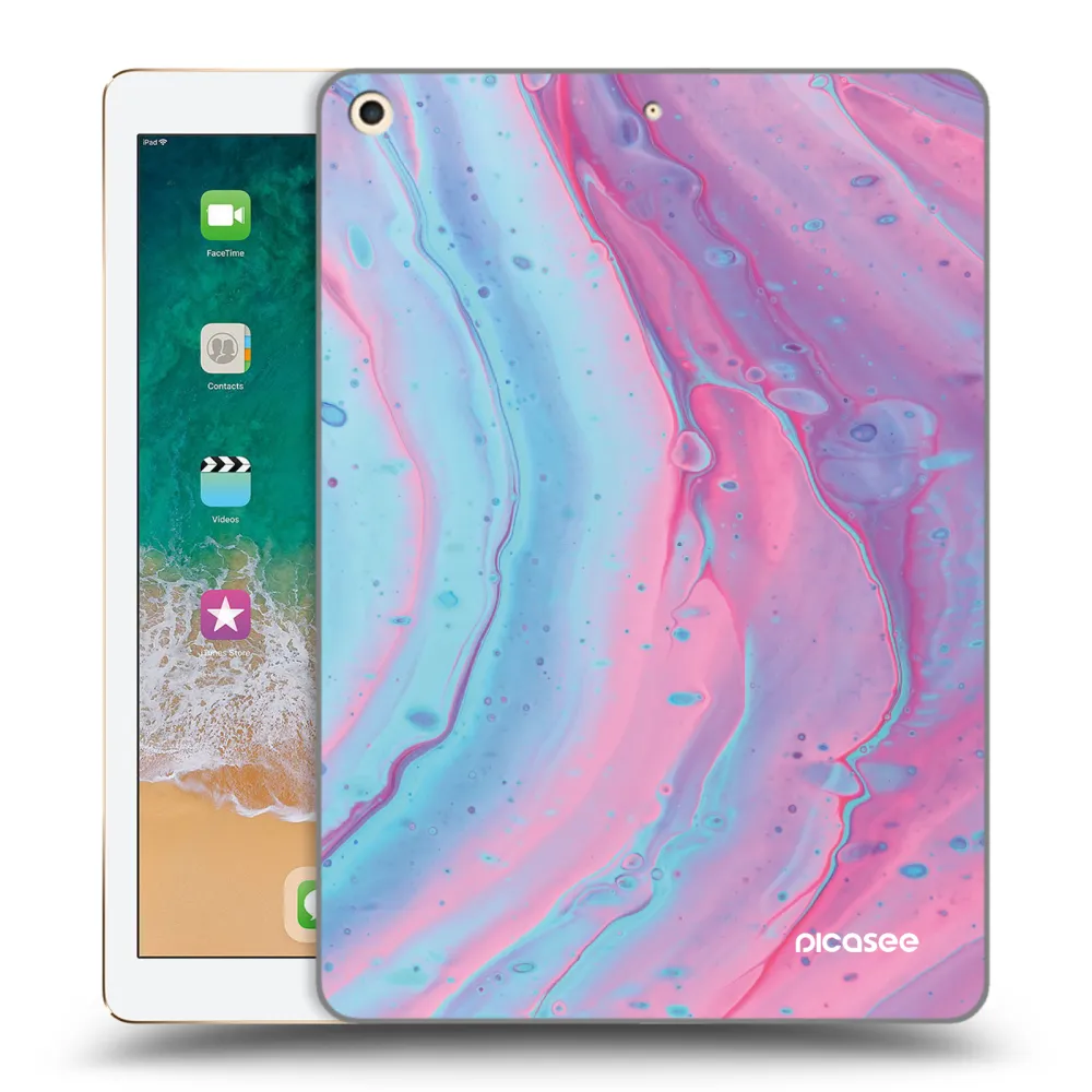 Silikónový prehľadný obal pre Apple iPad 9.7" 2017 (5. gen) - Pink liquid