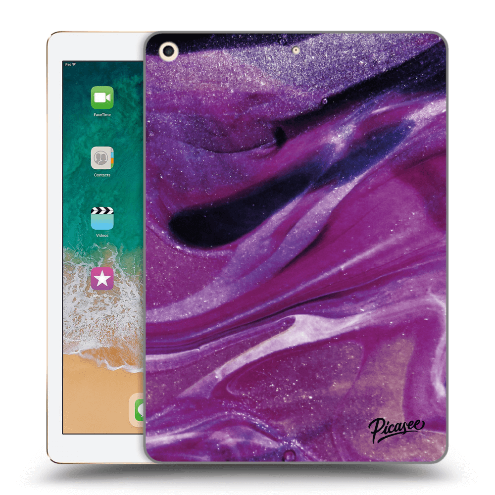 Picasee silikónový čierny obal pre Apple iPad 9.7" 2017 (5. gen) - Purple glitter