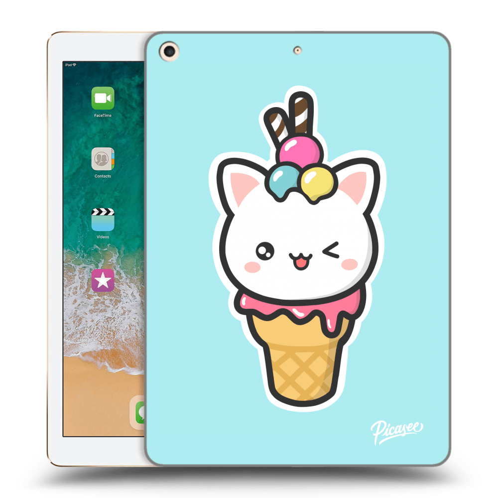 Picasee silikónový prehľadný obal pre Apple iPad 9.7" 2017 (5. gen) - Ice Cream Cat