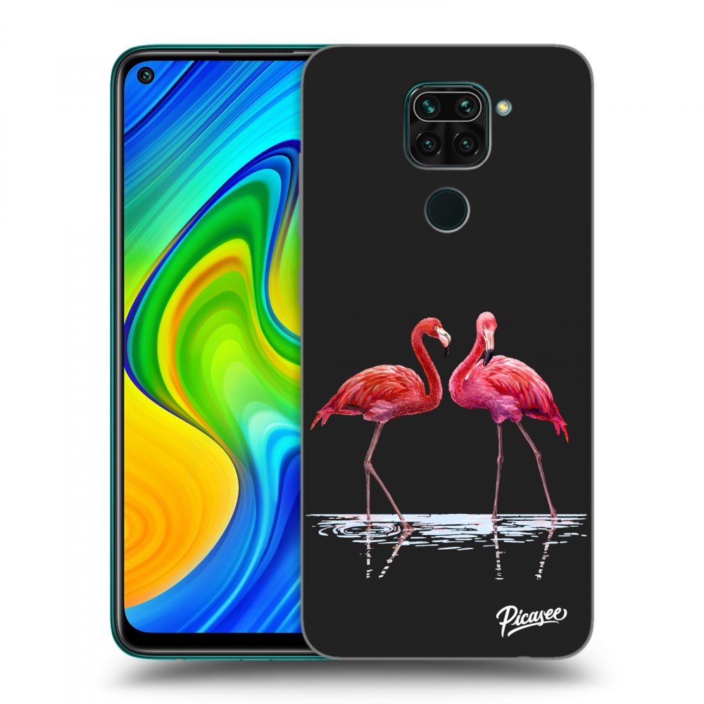 Picasee silikónový čierny obal pre Xiaomi Redmi Note 9 - Flamingos couple