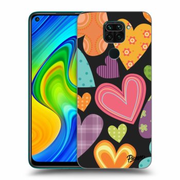 Picasee silikónový čierny obal pre Xiaomi Redmi Note 9 - Colored heart