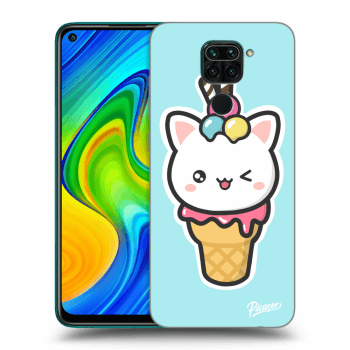 Picasee silikónový čierny obal pre Xiaomi Redmi Note 9 - Ice Cream Cat