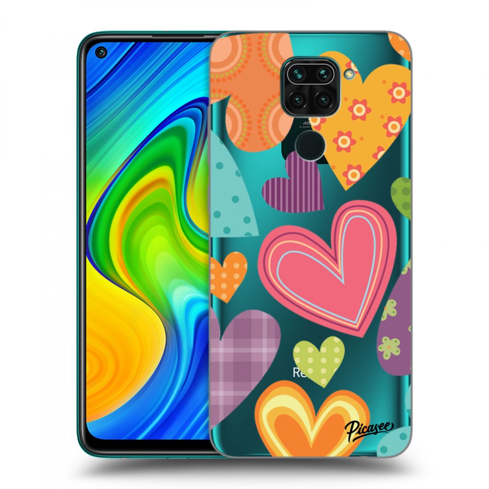 Picasee silikónový prehľadný obal pre Xiaomi Redmi Note 9 - Colored heart