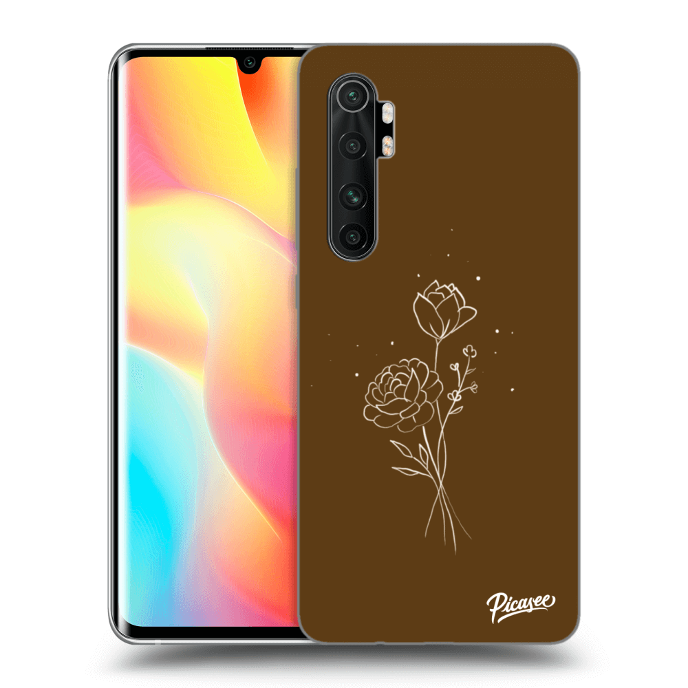Picasee silikónový prehľadný obal pre Xiaomi Mi Note 10 Lite - Brown flowers