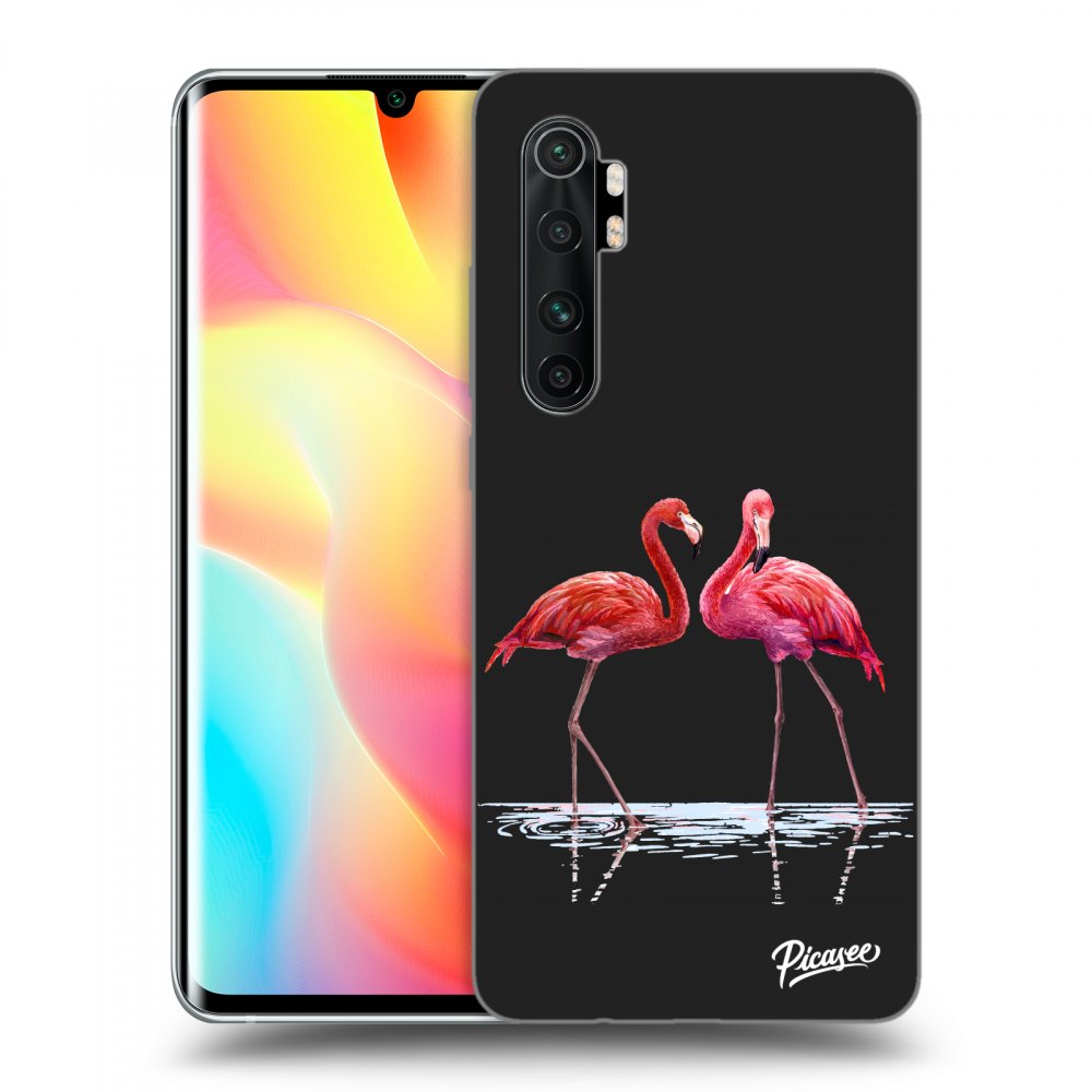 Picasee silikónový čierny obal pre Xiaomi Mi Note 10 Lite - Flamingos couple
