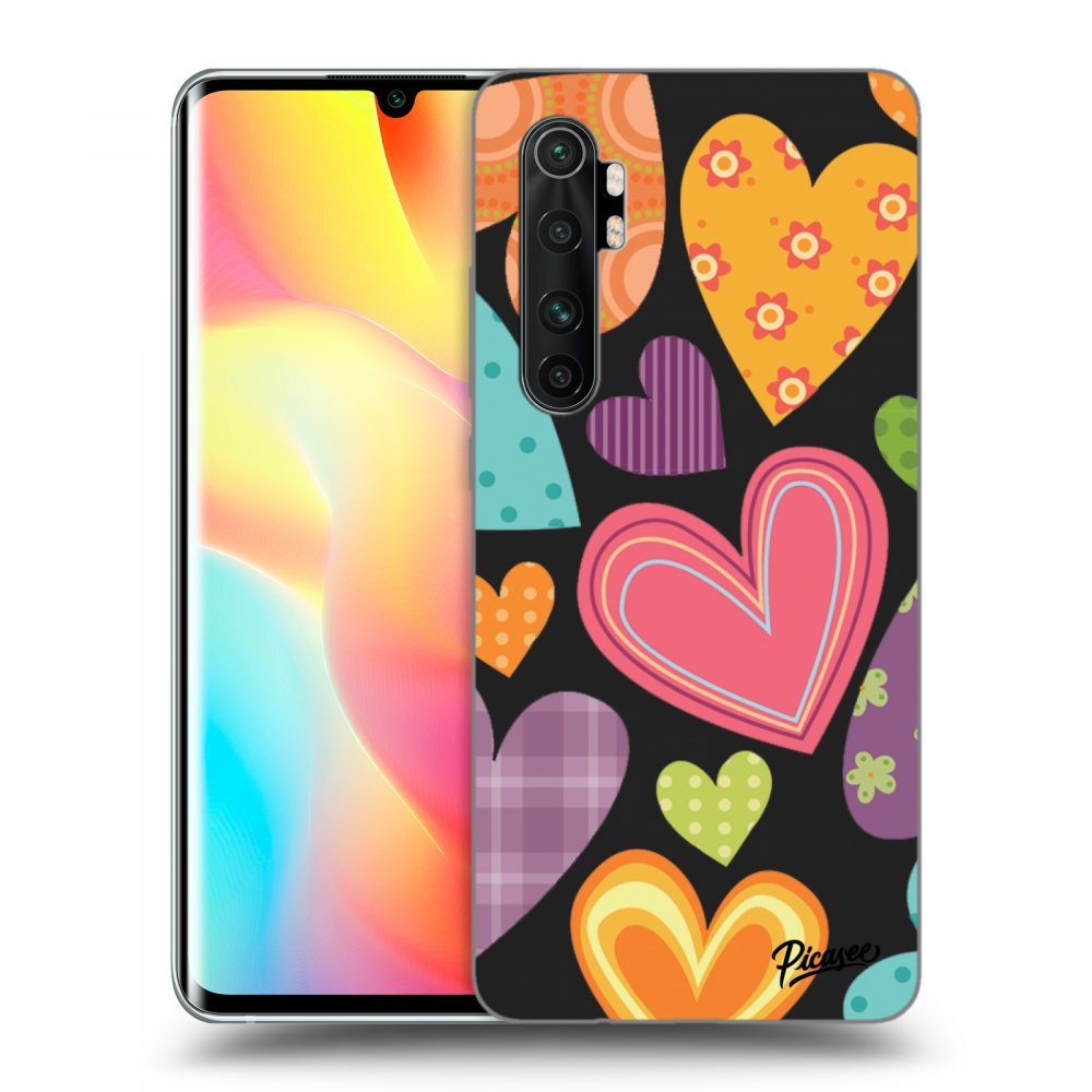 Picasee silikónový čierny obal pre Xiaomi Mi Note 10 Lite - Colored heart