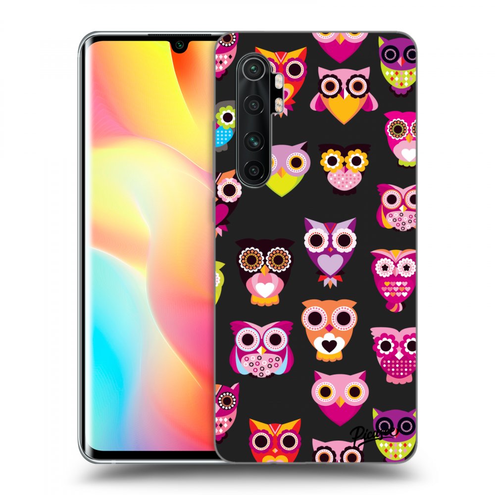Picasee silikónový čierny obal pre Xiaomi Mi Note 10 Lite - Owls