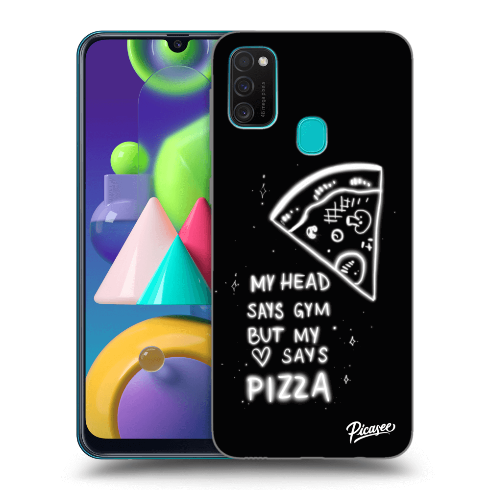 Picasee silikónový čierny obal pre Samsung Galaxy M21 M215F - Pizza