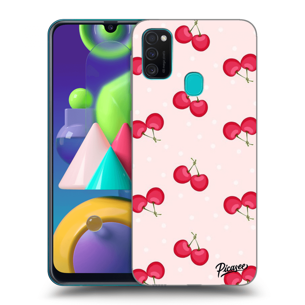 Picasee silikónový čierny obal pre Samsung Galaxy M21 M215F - Cherries