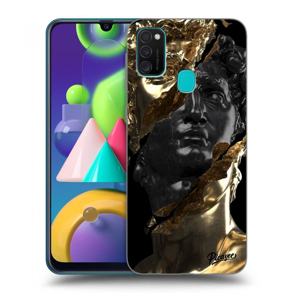 Picasee silikónový čierny obal pre Samsung Galaxy M21 M215F - Gold - Black