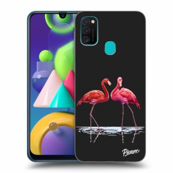 Picasee silikónový čierny obal pre Samsung Galaxy M21 M215F - Flamingos couple