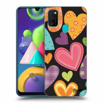 Picasee silikónový čierny obal pre Samsung Galaxy M21 M215F - Colored heart