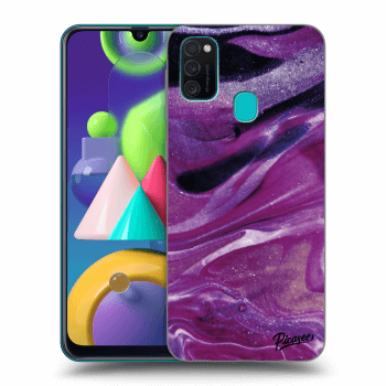 Picasee silikónový čierny obal pre Samsung Galaxy M21 M215F - Purple glitter