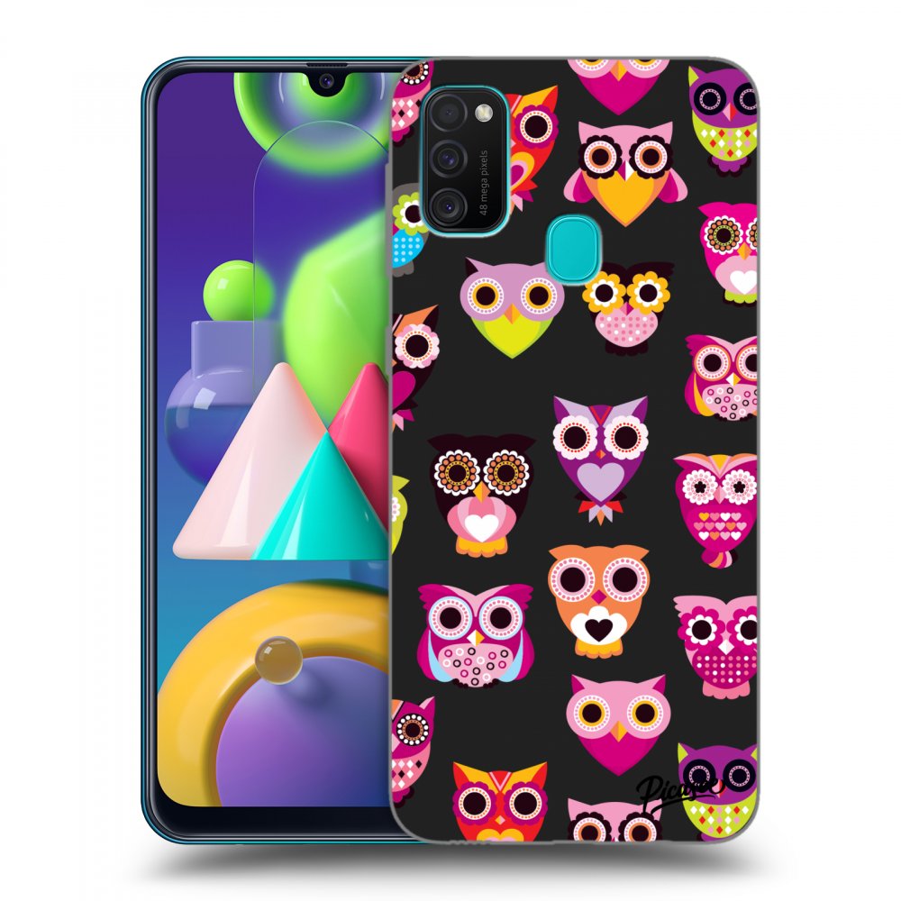 Picasee silikónový čierny obal pre Samsung Galaxy M21 M215F - Owls