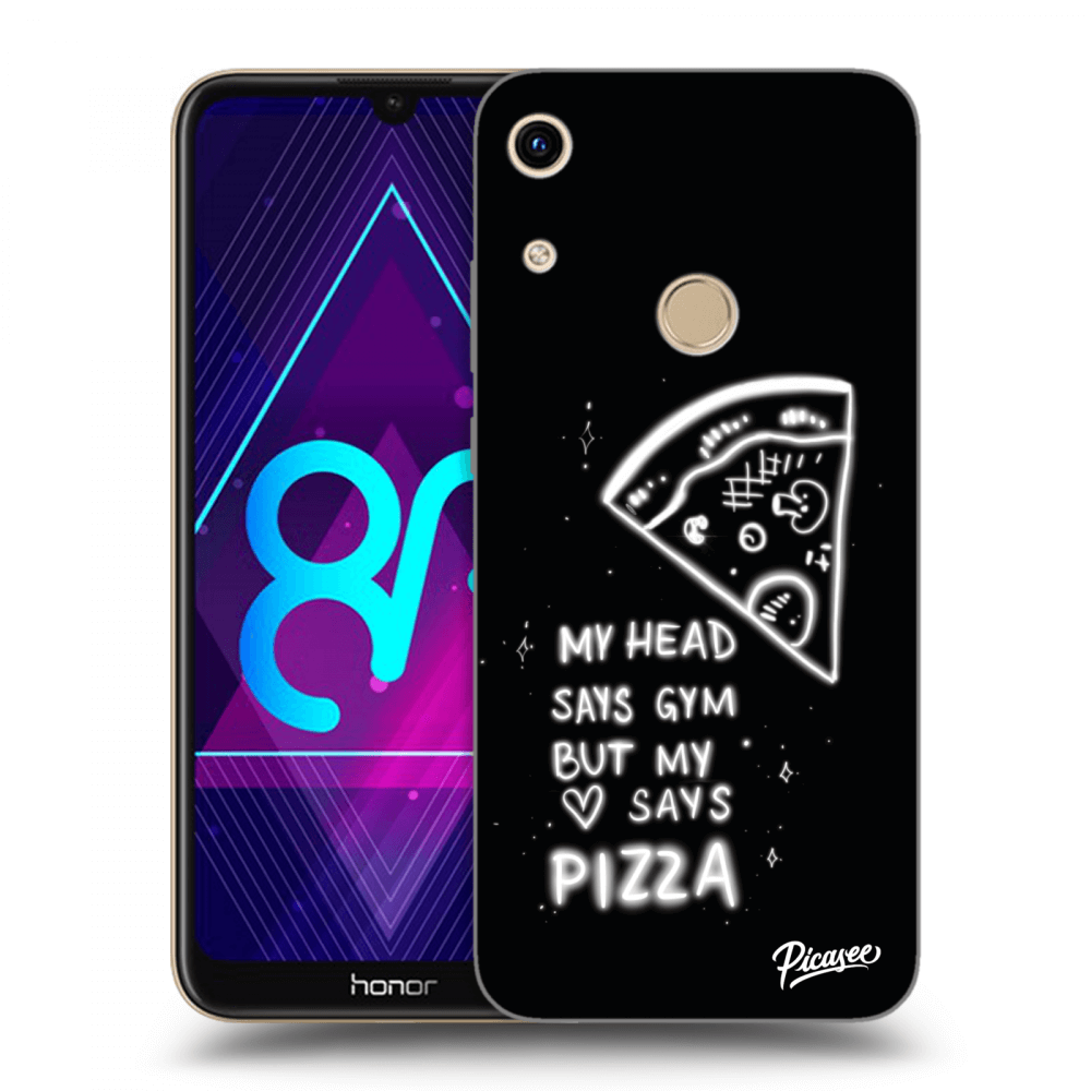 Picasee silikónový čierny obal pre Honor 8A - Pizza