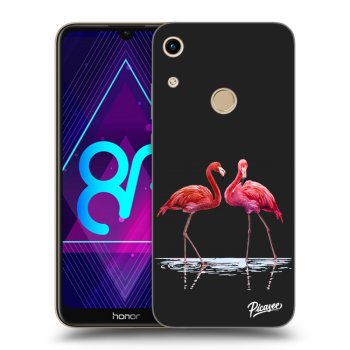 Picasee silikónový čierny obal pre Honor 8A - Flamingos couple