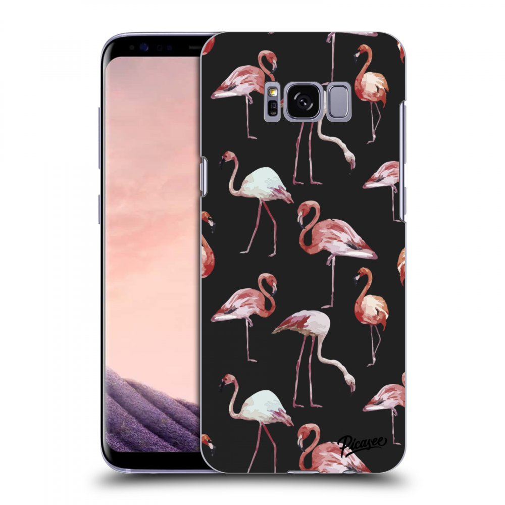 Picasee silikónový čierny obal pre Samsung Galaxy S8 G950F - Flamingos