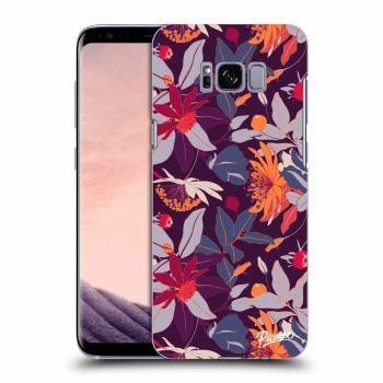 Picasee silikónový čierny obal pre Samsung Galaxy S8 G950F - Purple Leaf