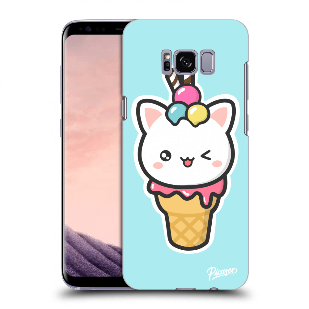Picasee silikónový čierny obal pre Samsung Galaxy S8 G950F - Ice Cream Cat