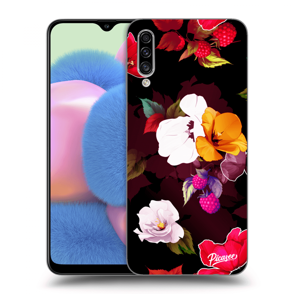 Picasee silikónový čierny obal pre Samsung Galaxy A30s A307F - Flowers and Berries