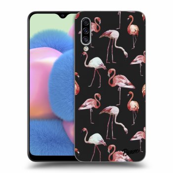 Picasee silikónový čierny obal pre Samsung Galaxy A30s A307F - Flamingos