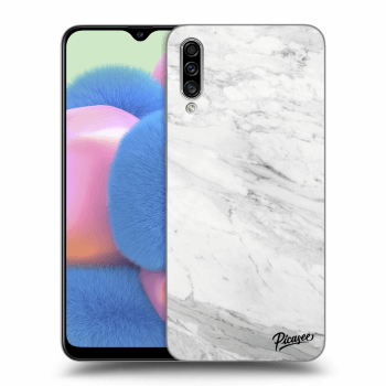 Picasee silikónový čierny obal pre Samsung Galaxy A30s A307F - White marble
