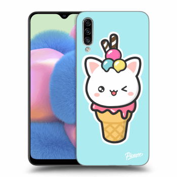 Picasee silikónový prehľadný obal pre Samsung Galaxy A30s A307F - Ice Cream Cat