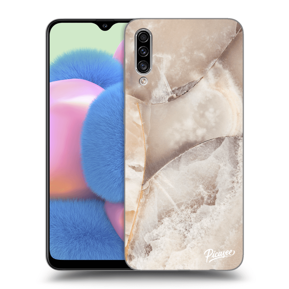 Picasee silikónový čierny obal pre Samsung Galaxy A30s A307F - Cream marble