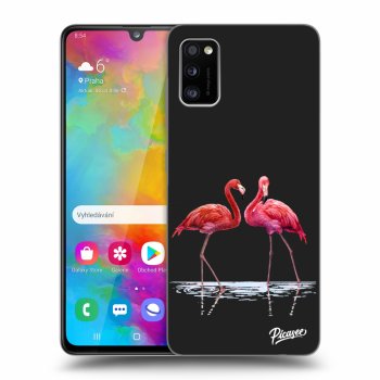 Picasee silikónový čierny obal pre Samsung Galaxy A41 A415F - Flamingos couple
