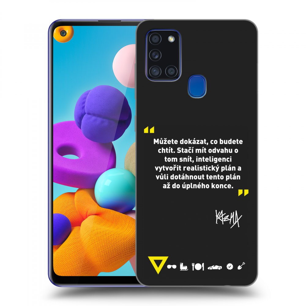 Picasee silikónový čierny obal pre Samsung Galaxy A21s - Kazma - MŮŽETE DOKÁZAT, CO BUDETE CHTÍT