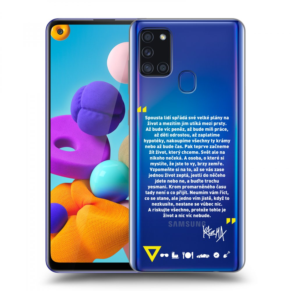 Picasee silikónový prehľadný obal pre Samsung Galaxy A21s - Kazma - BUĎTE TROCHU YESMANI