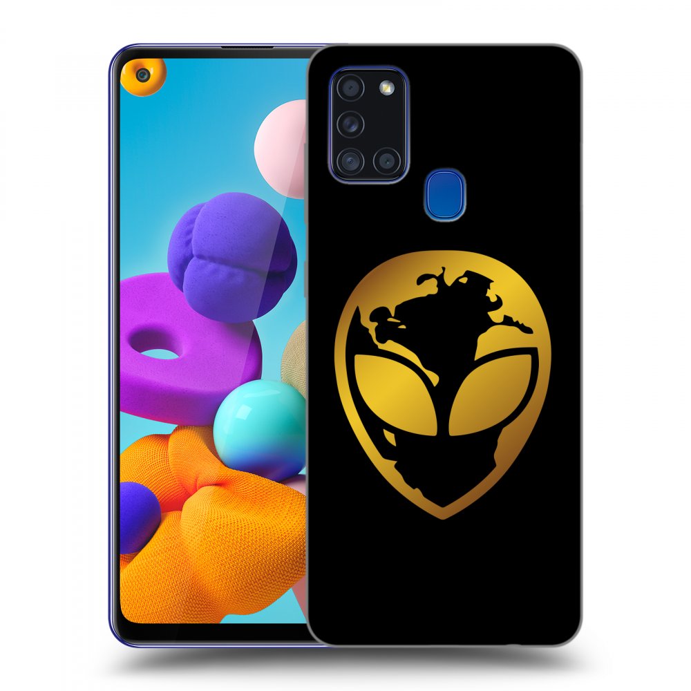 Picasee ULTIMATE CASE pro Samsung Galaxy A21s - EARTH - Gold Alien 3.0