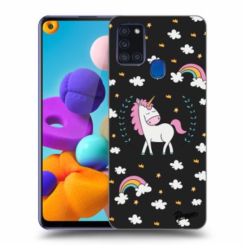 Picasee silikónový čierny obal pre Samsung Galaxy A21s - Unicorn star heaven
