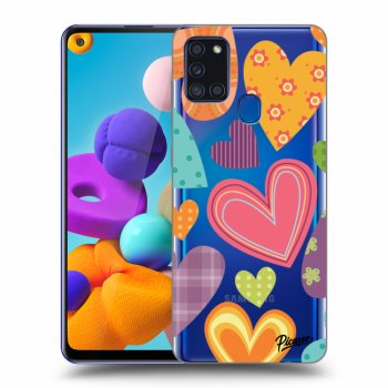 Picasee silikónový prehľadný obal pre Samsung Galaxy A21s - Colored heart